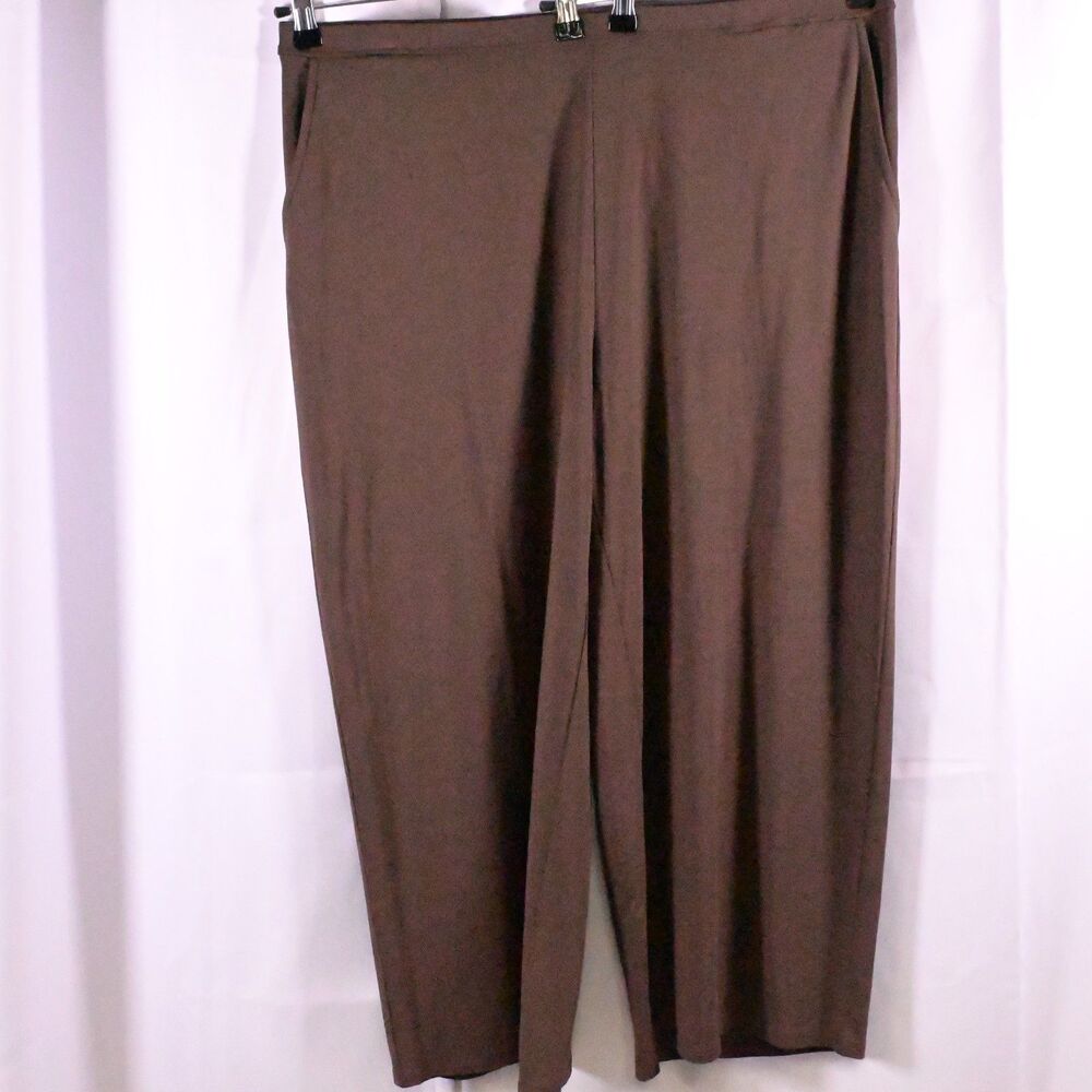 J. Jill Wearever Brown Pull-On Cropped Pants Women's XL 38x24
